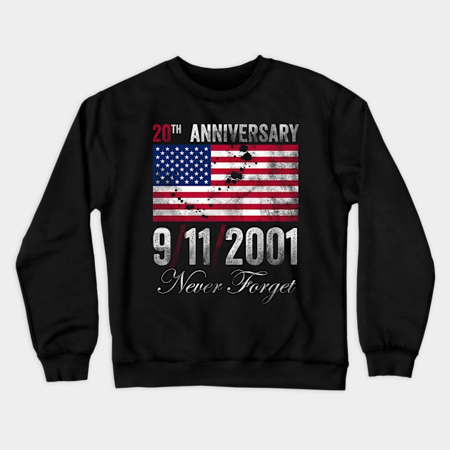 Never Forget 911 20th Anniversary Patriot Day 2021 Crewneck Sweatshirt by Horisondesignz